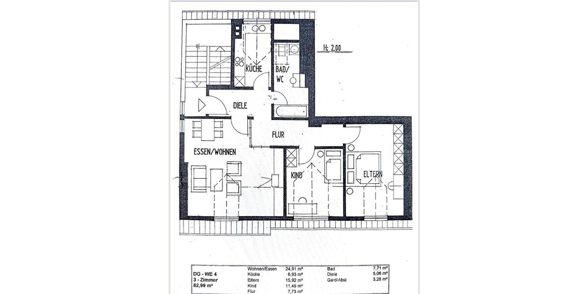 Dachgeschoßwohnung Erfurt Daberstedt - 3 Zimmer, 83 m&sup2;, 950&euro; | Angebot:24573486