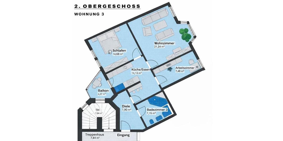 Etagenwohnung Arnstadt - 3 Zimmer, 78 m&sup2;, 635&euro; | Angebot:25752044