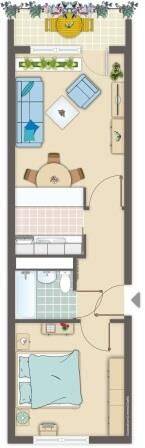 Etagenwohnung Erfurt Berliner Platz - 2 Zimmer, 43 m&sup2;, 311&euro; | Angebot:26833435