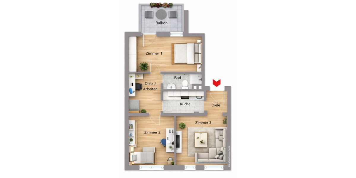 Etagenwohnung Erfurt Brühlervorstadt - 3 Zimmer, 52 m&sup2;, 175.000&euro; | Angebot:25896006