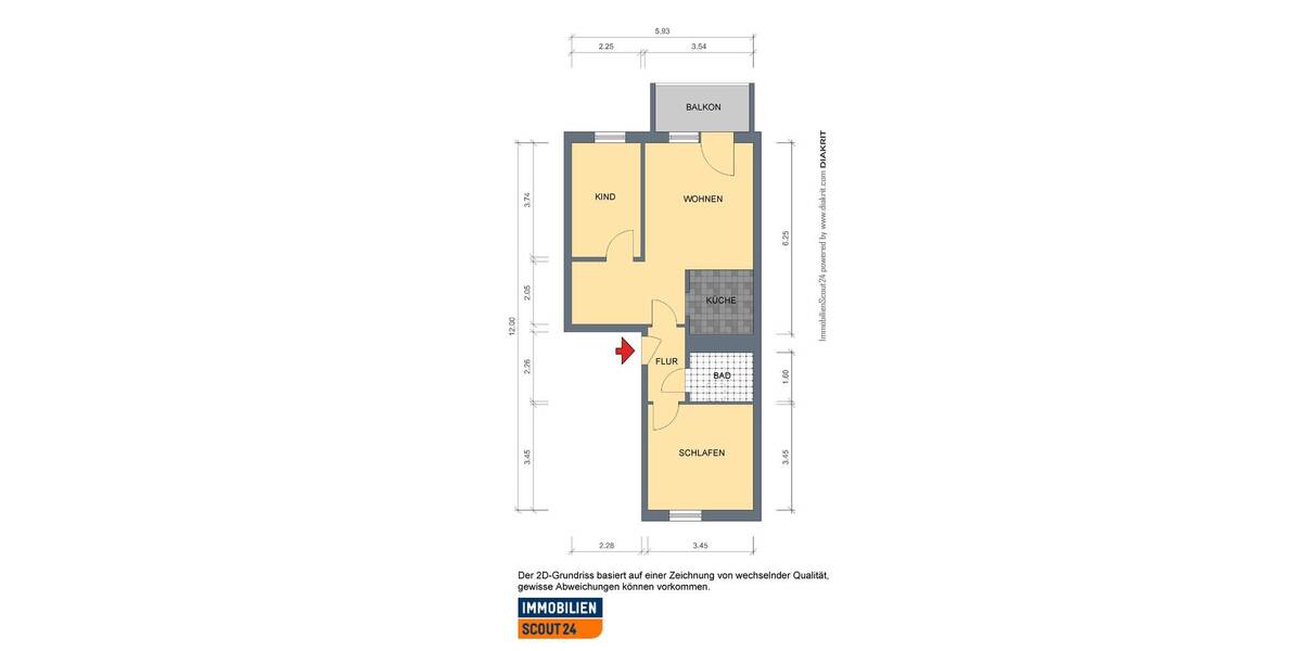 Etagenwohnung Weimar Schöndorf - 3 Zimmer, 55 m&sup2;, 410&euro; | Angebot:26080430