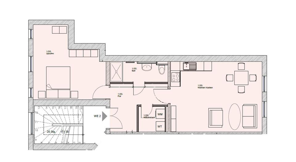 Etagenwohnung Weimar - 2 Zimmer, 58 m&sup2;, 760&euro; | Angebot:25270492