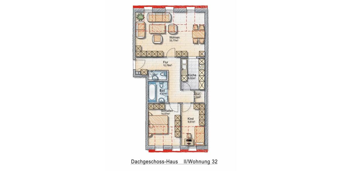 Dachgeschoßwohnung Ohrdruf - 3 Zimmer, 82 m&sup2;, 125.000&euro; | Angebot:26086775