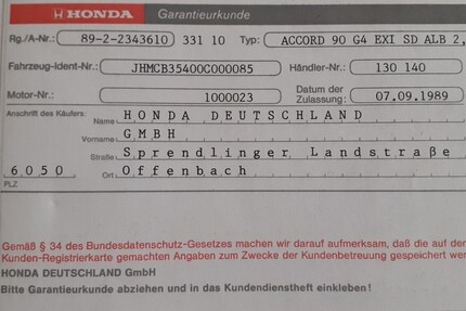 Honda Accord I 210.000 km 3.500 € Gotha 99867