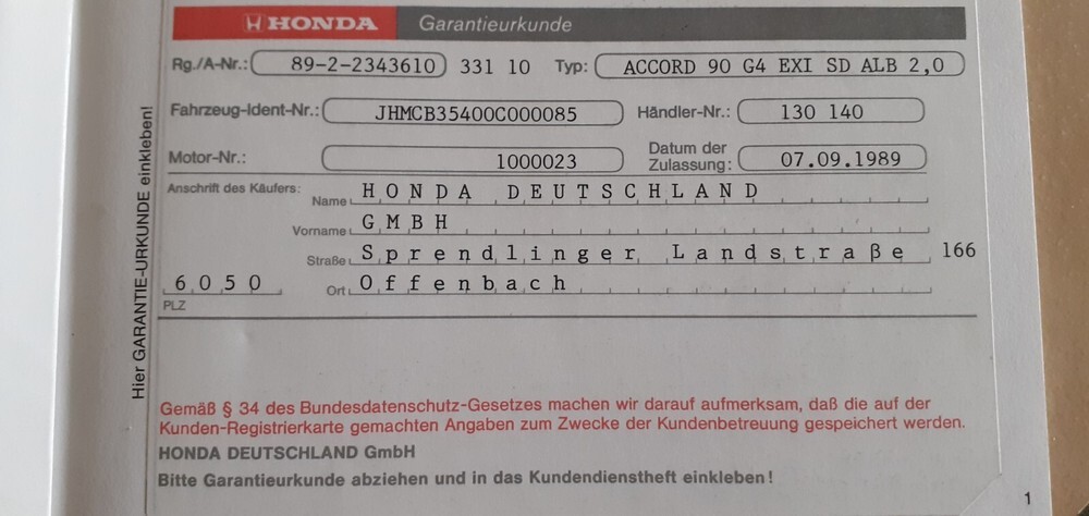 Honda Accord I 210.000 km 3.500 € Gotha 99867