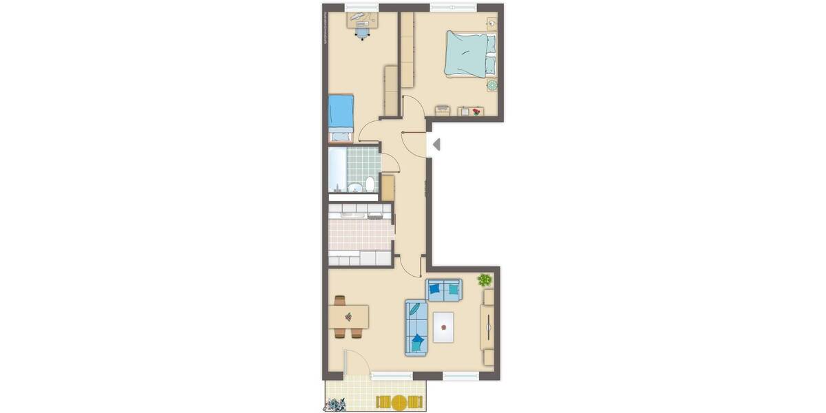 Etagenwohnung Erfurt Berliner Platz - 3 Zimmer, 61 m&sup2;, 397&euro; | Angebot:26824940