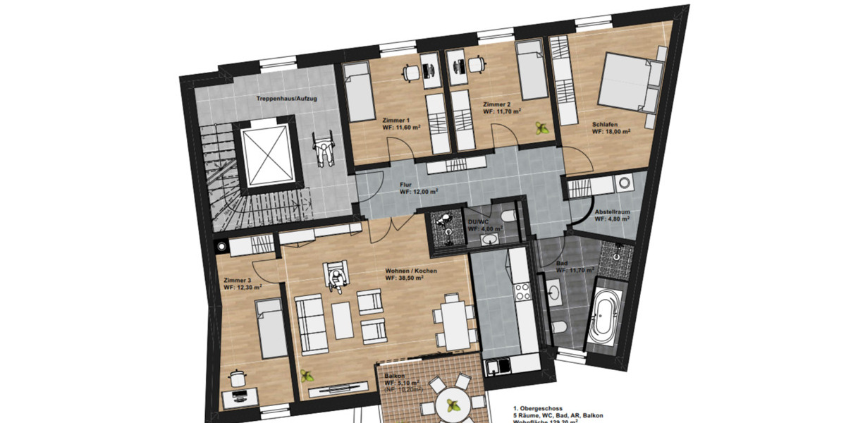 Etagenwohnung Erfurt Hochheim - 4.5 Zimmer, 115 m&sup2;, 1.711&euro; | Angebot:25364072