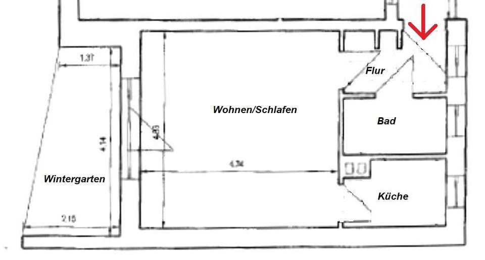 Etagenwohnung Erfurt Johannesvorstadt - 1 Zimmer, 35 m&sup2;, 466&euro; | Angebot:26181167