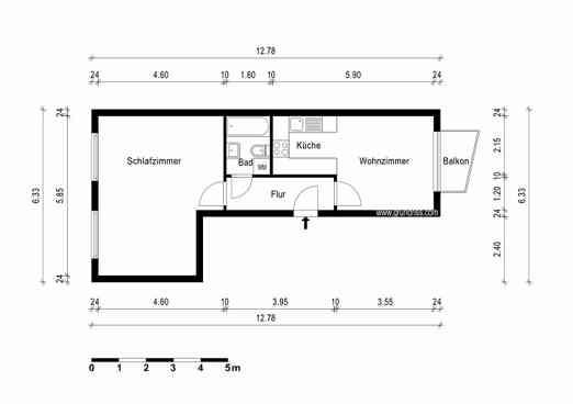 2-Zimmer-Wohnung mit Einbauküche zimmer