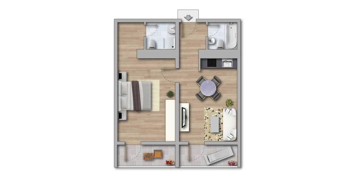 Etagenwohnung Erfurt Herrenberg - 2 Zimmer, 51 m&sup2;, 335&euro; | Angebot:26797075