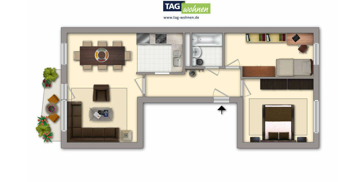 Etagenwohnung Gotha - 3 Zimmer, 59 m&sup2;, 360&euro; | Angebot:26570865