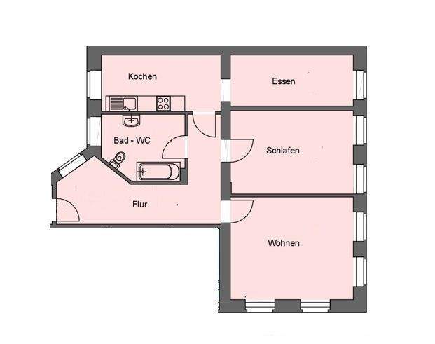 Etagenwohnung Erfurt Andreasvorstadt - 3 Zimmer, 80 m&sup2;, 220.480&euro; | Angebot:24991074