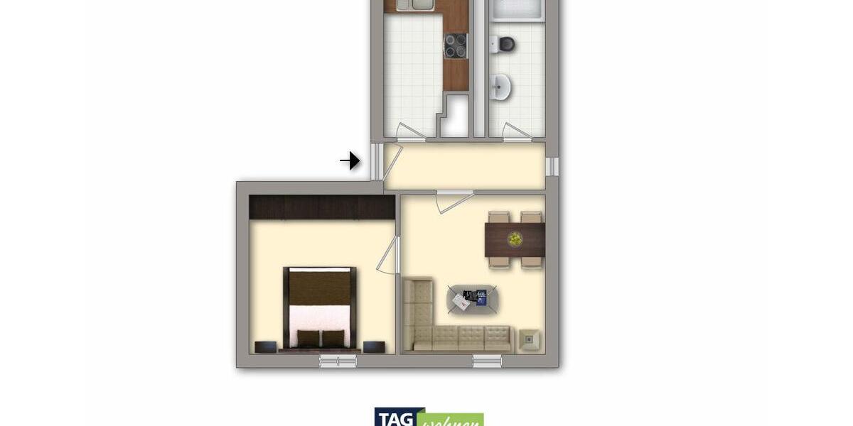 Erdgeschoßwohnung Stadtilm - 2 Zimmer, 46 m&sup2;, 255&euro; | Angebot:25102775