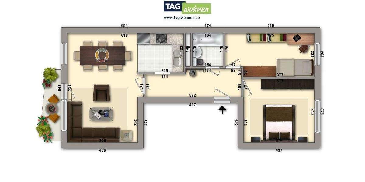 Etagenwohnung Gotha Gotha West - 3 Zimmer, 59 m&sup2;, 360&euro; | Angebot:25070368