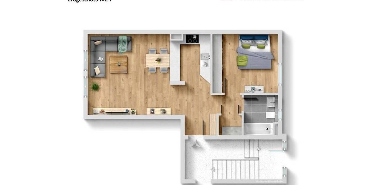 Etagenwohnung Gotha - 2 Zimmer, 55 m&sup2;, 80.000&euro; | Angebot:26513192