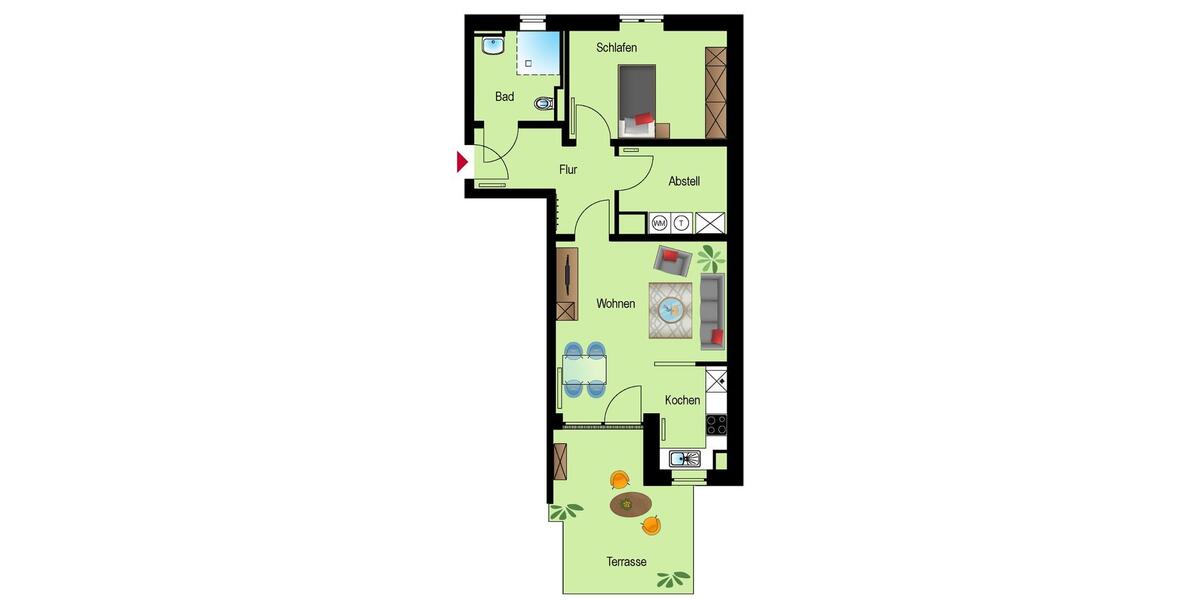 Erdgeschoßwohnung Erfurt Andreasvorstadt - 2 Zimmer, 72 m&sup2;, 1.740&euro; | Angebot:12072201