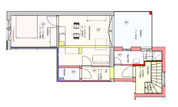 Etagenwohnung Sömmerda Neue Zeit - 2 Zimmer, 48 m&sup2;, 624&euro; | Angebot:26787017