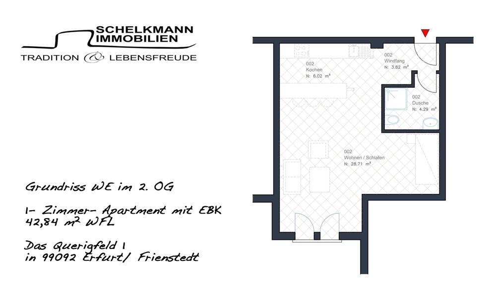 Moderne, bezugsbereite 1Raumwohnung mit Einbauküche & Stellplatz 1 zimmer