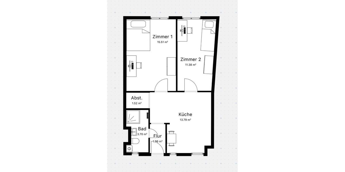 Etagenwohnung Erfurt Johannesvorstadt - 2 Zimmer, 49 m&sup2;, 449&euro; | Angebot:26309466