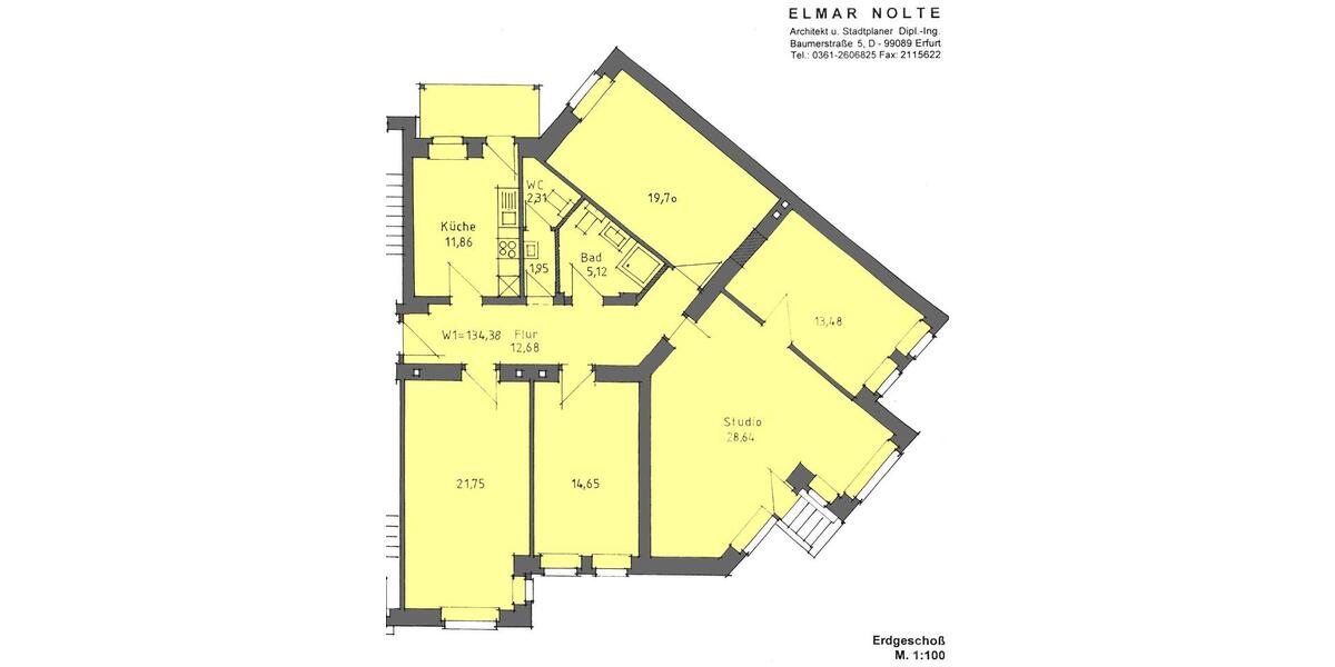 Erdgeschoßwohnung Erfurt Andreasvorstadt - 5 Zimmer, 134 m&sup2;, 1.200&euro; | Angebot:25721388