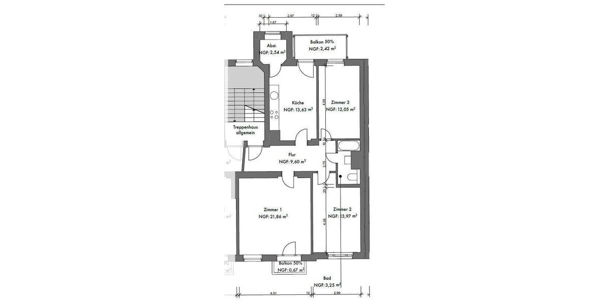 Etagenwohnung Erfurt Johannesvorstadt - 3 Zimmer, 77 m&sup2;, 200.910&euro; | Angebot:26657507