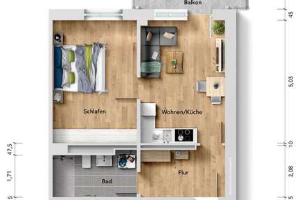 Wohnung Sömmerda Neue Zeit - 2 Zimmer, 51 m&sup2;, 602&euro; | Angebot:22098883